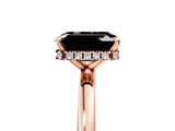 Rose gold Fancy Black Emerald Cut Solitaire Engagement Ring with Cathedral Band and Four-Prong Setting_5