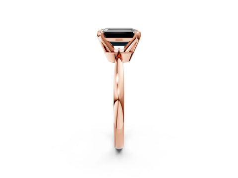 Rose gold Fancy Black Emerald Cut Solitaire Engagement Ring with Six-Prong Setting and Tapered Band_2
