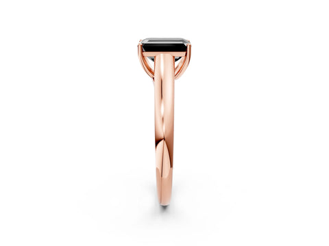 Rose gold Fancy Black Emerald Cut Solitaire Engagement Ring with Tapered Band and Four-Prong Setting_5