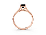 Rose gold Fancy Black Emerald Cut Solitaire Engagement Ring with Tapered Band and Four-Prong Setting_6