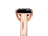 Rose gold Fancy Black Emerald Cut Solitaire Engagement Ring with Tapered Band and Four-Prong Setting_8
