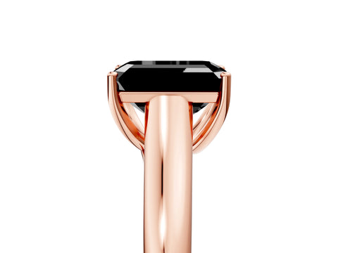 Rose gold Fancy Black Emerald Cut Solitaire Engagement Ring with Tapered Band and Four-Prong Setting_8