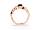 Rose gold Fancy Black Emerald Cut Solitaire Intertwined Band Prong Setting Ring_3