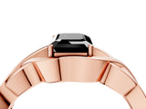 Rose gold Fancy Black Emerald Cut Solitaire Intertwined Band Prong Setting Ring_4