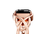 Rose gold Fancy Black Emerald Cut Solitaire Intertwined Band Prong Setting Ring_5