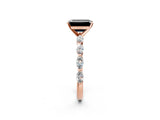 Rose gold Fancy Black Emerald Cut Solitaire Marquise Side Stone Prong Setting Ring_2