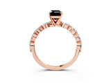 Rose gold Fancy Black Emerald Cut Solitaire Marquise Side Stone Prong Setting Ring_3