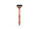 Rose gold Fancy Black Emerald Cut Solitaire Milgrain Engraved Band with Four-Prong Setting_2