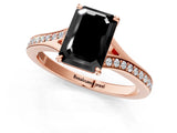 Rose gold Fancy Black Emerald Cut Solitaire Pavé Band with Four-Prong Setting_1