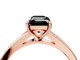 Rose gold Fancy Black Emerald Cut Solitaire Pavé Band with Four-Prong Setting_4