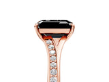 Rose gold Fancy Black Emerald Cut Solitaire Pavé Band with Four-Prong Setting_5