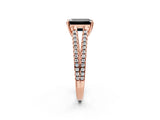 Rose gold Fancy Black Emerald Cut Solitaire Split Shank Pavé Diamond Engagement Ring_2