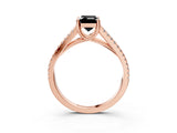 Rose gold Fancy Black Emerald Cut Solitaire Split Shank Pavé Diamond Engagement Ring_3