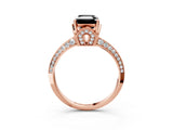 Rose gold Fancy Black Emerald Cut Solitaire Split Shank Pave Diamond Engagement Ring with Four-Prong Setting_3