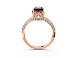 Rose gold Fancy Black Emerald Cut Solitaire Split Shank Pave Diamond Engagement Ring with Four-Prong Setting_39