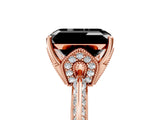 Rose gold Fancy Black Emerald Cut Solitaire Split Shank Pave Diamond Engagement Ring with Four-Prong Setting_41