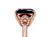 Rose gold Fancy Black Emerald Cut Solitaire Split Shank Pave Diamond Engagement Ring with Four-Prong Setting_5