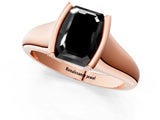 Rose gold Fancy Black Emerald Cut Solitaire Tension Set Diamond Ring with Split Shank Band_1