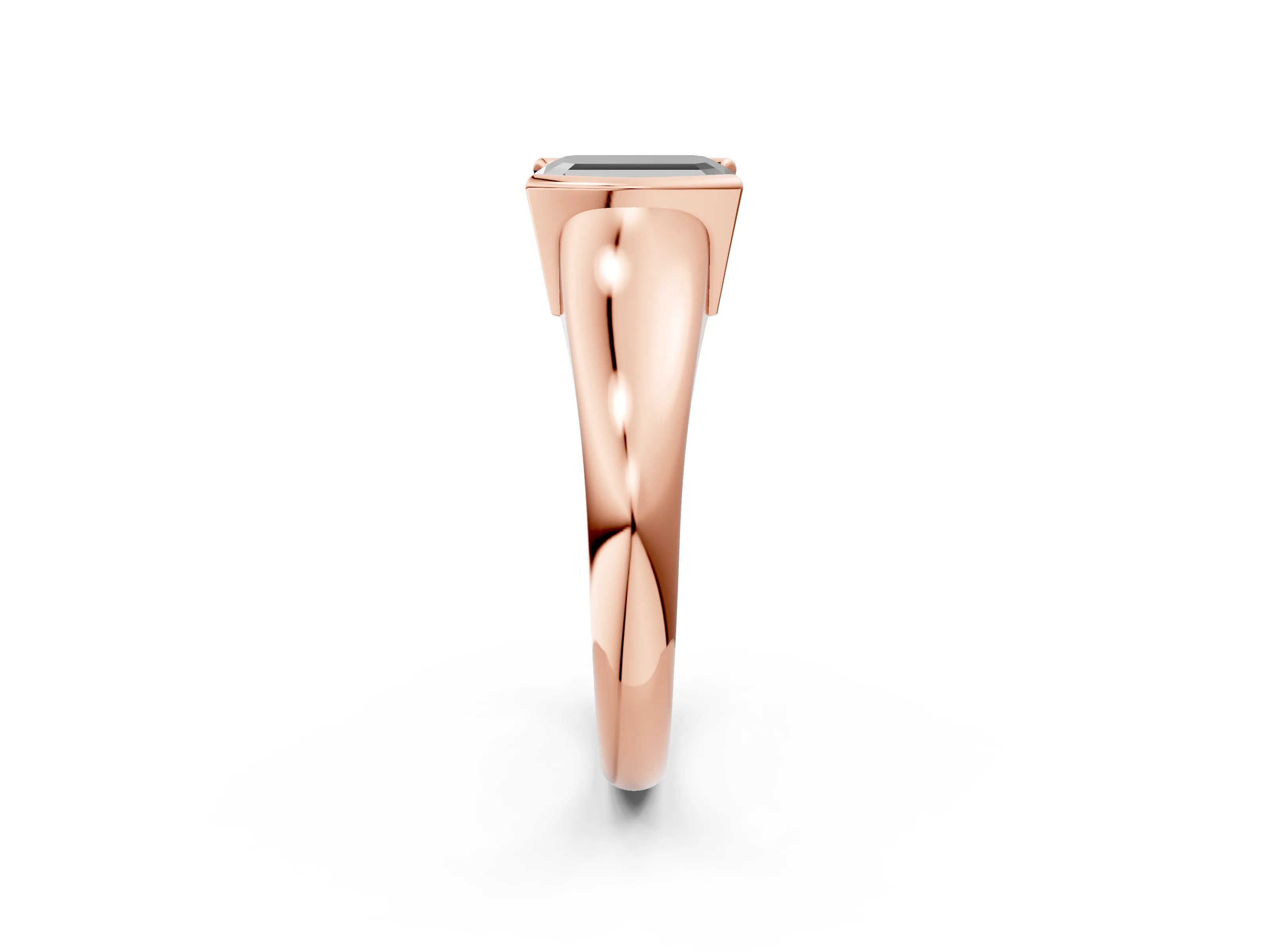 Rose gold Fancy Black Emerald Cut Solitaire Tension Set Diamond Ring with Split Shank Band_2