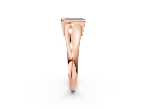 Rose gold Fancy Black Emerald Cut Solitaire Tension Set Diamond Ring with Split Shank Band_2