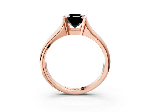 Rose gold Fancy Black Emerald Cut Solitaire Tension Set Diamond Ring with Split Shank Band_3