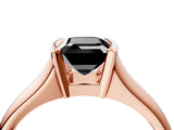 Rose gold Fancy Black Emerald Cut Solitaire Tension Set Diamond Ring with Split Shank Band_4