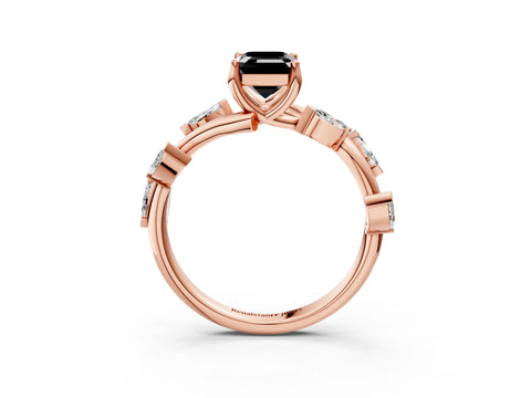 Rose gold Fancy Black Emerald Cut Solitaire Twisted Band Marquise Accent Prong Setting Ring_3