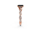 Rose gold Fancy Black Emerald Cut Solitaire Twisted Pave Band with Four-Prong Setting_5