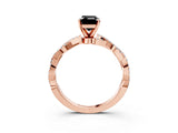 Rose gold Fancy Black Emerald Cut Solitaire Twisted Pave Band with Four-Prong Setting_6