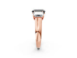 Rose gold Fancy Black Emerald Cut Three-Stone Diamond Ring with Prong Setting on a Classic Band_14