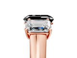 Rose gold Fancy Black Emerald Cut Three-Stone Diamond Ring with Prong Setting on a Classic Band_17