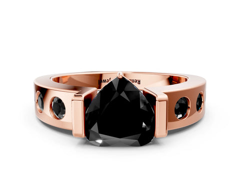 Rose gold Fancy Black Heart Cut Brilliant Channel-Set Diamond Ring with Bezel Prong Setting