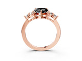 Rose gold Fancy Black Heart Cut Brilliant Diamond Cluster Accent Solitaire Ring with Prong Setting_3