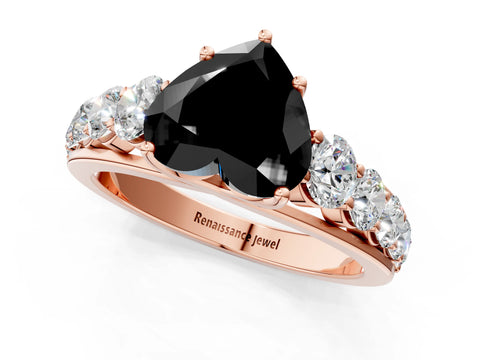 Rose gold Fancy Black Heart Cut Brilliant Diamond Pavé Band with Six-Prong Setting_1