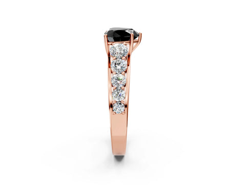 Rose gold Fancy Black Heart Cut Brilliant Diamond Pavé Band with Six-Prong Setting_2