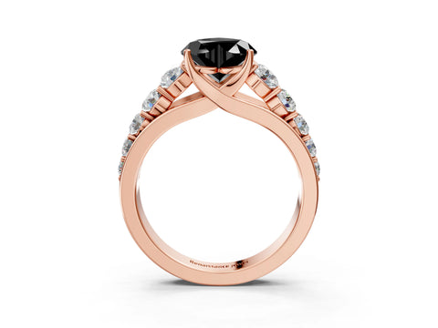 Rose gold Fancy Black Heart Cut Brilliant Diamond Pavé Band with Six-Prong Setting_3