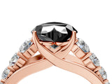 Rose gold Fancy Black Heart Cut Brilliant Diamond Pavé Band with Six-Prong Setting_4