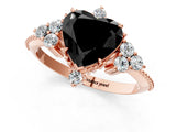 Rose gold Fancy Black Heart Cut Brilliant Diamond with Cluster Setting on a Beaded Band and Four-Prong Setting_13
