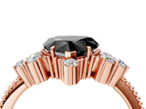 Rose gold Fancy Black Heart Cut Brilliant Diamond with Cluster Setting on a Beaded Band and Four-Prong Setting_16