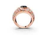 Rose gold Fancy Black Heart Cut Brilliant Halo Pave Diamond Milgrain Ring_3