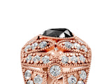 Rose gold Fancy Black Heart Cut Brilliant Halo Pave Diamond Milgrain Ring_5