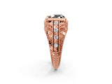 Rose gold Fancy Black Heart Cut Brilliant Milgrain Filigree Diamond Ring with Square Prong Setting_2