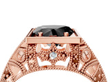 Rose gold Fancy Black Heart Cut Brilliant Milgrain Filigree Diamond Ring with Square Prong Setting_4