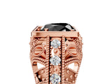 Rose gold Fancy Black Heart Cut Brilliant Milgrain Filigree Diamond Ring with Square Prong Setting_5