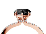 Rose gold Fancy Black Heart Cut Brilliant Pavé Band Solitaire with Four-Prong Setting_4