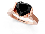 Rose gold Fancy Black Heart Cut Brilliant Solitaire Diamond Ring with Channel Set Band and Bar Prong Setting_1