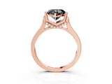 Rose gold Fancy Black Heart Cut Brilliant Solitaire Diamond Ring with Channel Set Band and Bar Prong Setting_3