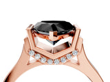 Rose gold Fancy Black Heart Cut Brilliant Solitaire Diamond Ring with Channel Set Band and Bar Prong Setting_4