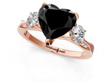 Rose gold Fancy Black Heart Cut Brilliant Three-Stone Diamond Ring with Pavé Band and Four-Prong Setting_4