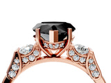 Rose gold Fancy Black Heart Cut Brilliant Three-Stone Pave Band with Four-Prong Setting_4